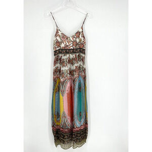 Anthropologie Dress‎ Womens 8 Floral Maxi Rainbow Boho Virginia Peasant Romantic